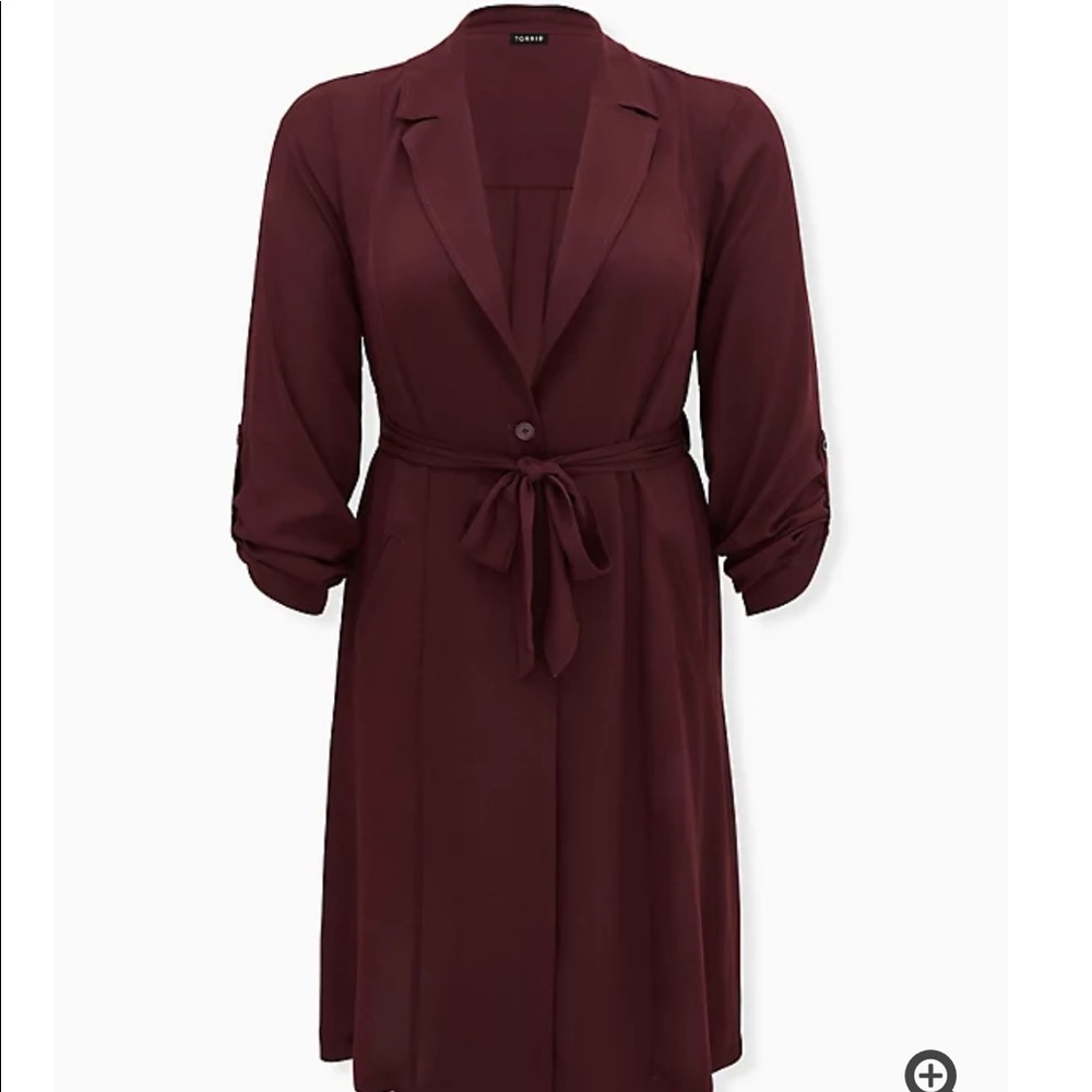 NWOT burgundy chiffon trench coat
